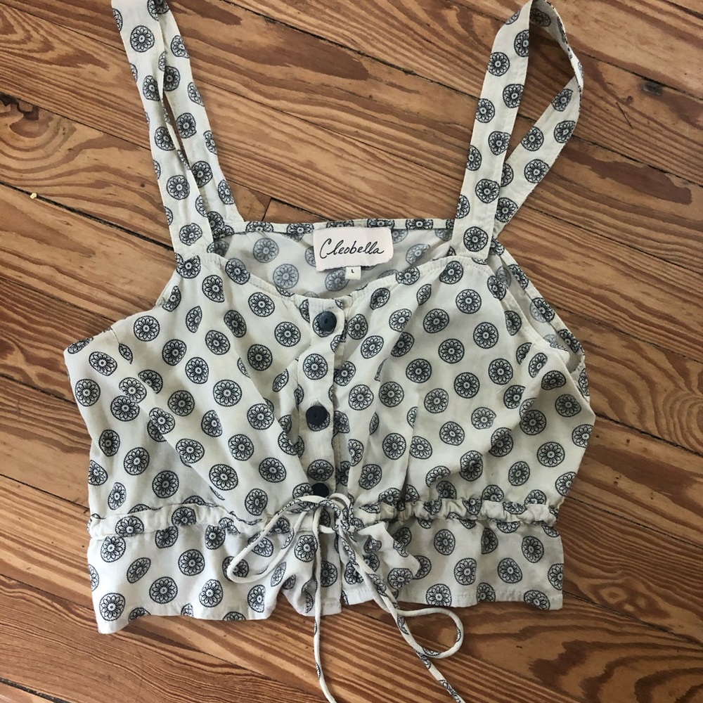 Cleobella button tie waist cami crop